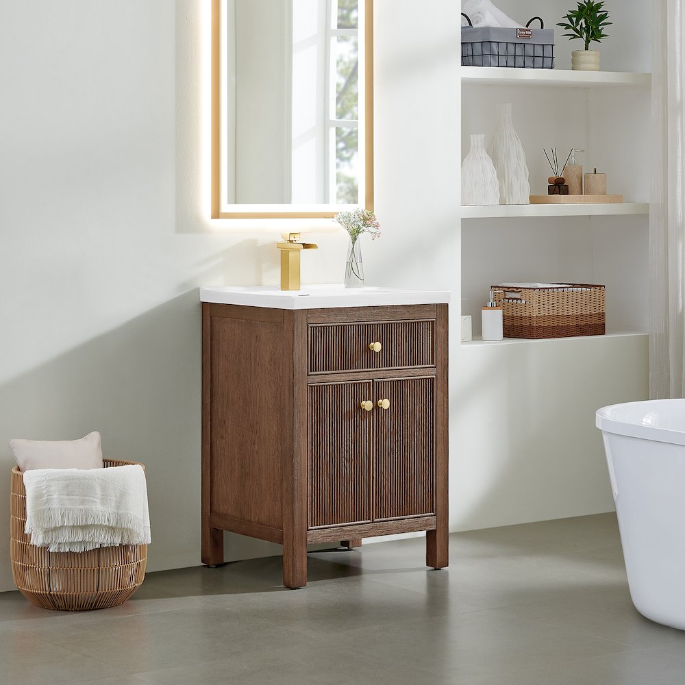 Cerrito 24" Single Bathroom Vanity in Brown Brushed Oak