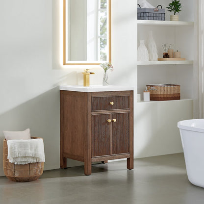 Cerrito 24" Single Bathroom Vanity in Brown Brushed Oak