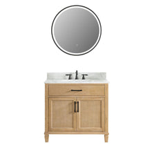Single Bathroom Vanity in Weathered Fir with Stone Countertop with Mirror