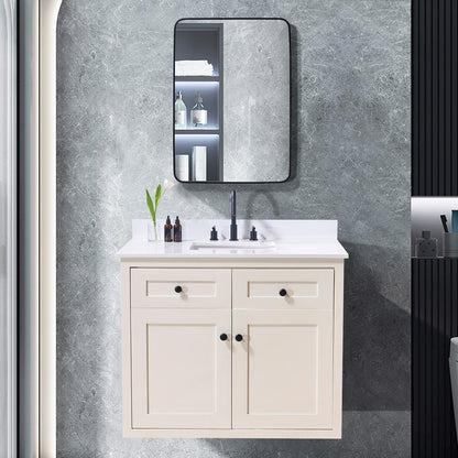 43. in Composite Stone Vanity Top in Snow White with White Sink