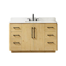 54" Single Bathroom Vanity in Nature Brown with Grain White