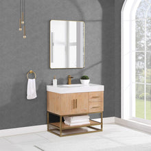 36" Single Bathroom Vanity in Light Brown with Mirror
