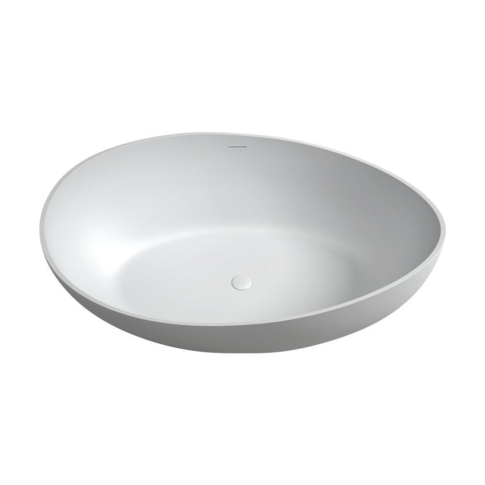 63" x 39" Solid Surface Soaking Bathtub and Integrated Overflow