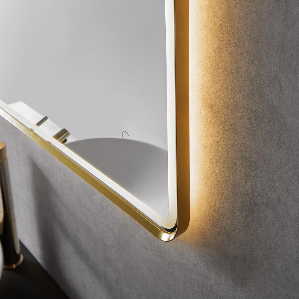 Framed in Brushed Gold Modern Bathroom/Vanity LED Lighted Wall Mirror