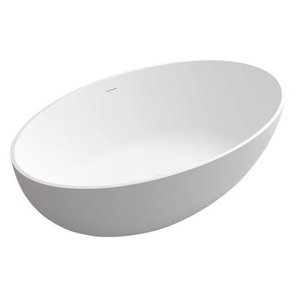 67" x 39" Solid Surface Soaking Bathtub in Matte White and Integrated Overflow