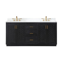 72" Double Bathroom Vanity Set in Black Oak without Mirror