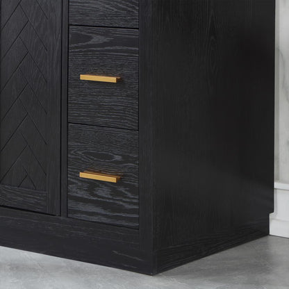 42" Single Bathroom Vanity Set in Black Oak with Mirror