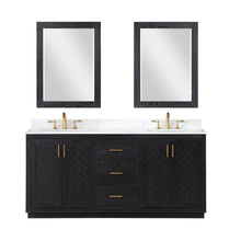 72" Double Bathroom Vanity Set in Black Oak with Mirror