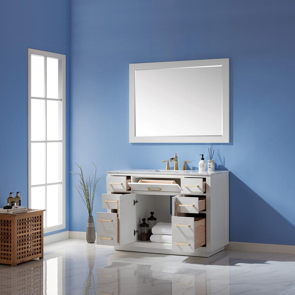 48" Single Bathroom Vanity Set in White with Mirror