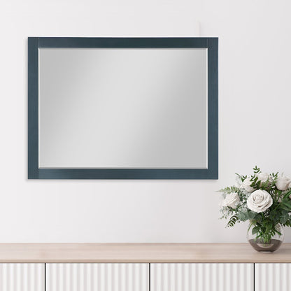 48" Rectangular Bathroom Wood Framed Wall Mirror in Classical Blue