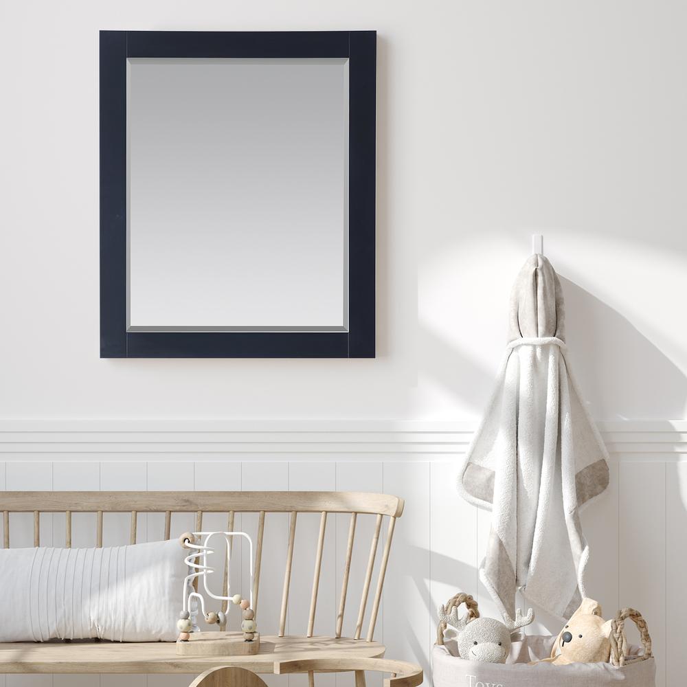 28" Rectangular Bathroom Wood Framed Wall Mirror in Classic Blue