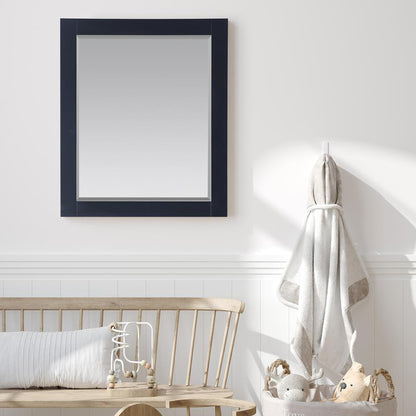 28" Rectangular Bathroom Wood Framed Wall Mirror in Classic Blue