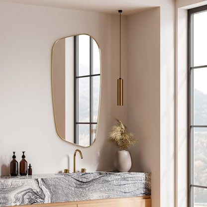 26"x48" Novelty Aluminum Framed in Brushed Gold Modern Bathroom Wall Mirror