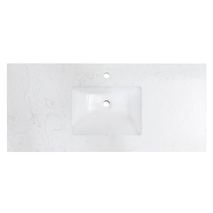 49 in. Composite Stone Vanity Top in Aosta White with White Sink