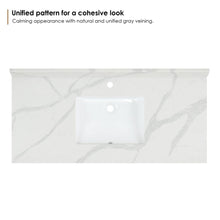 Arbios 48. in Quartz Stone Vanity Top in Calacatta White with White Sink