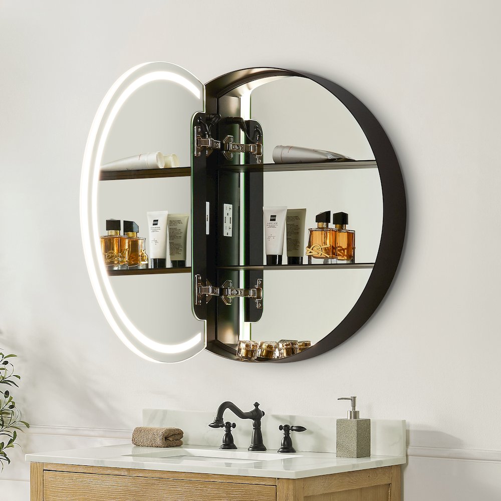 24x24" Round Frameless Surface-Mount Medicine Cabinet