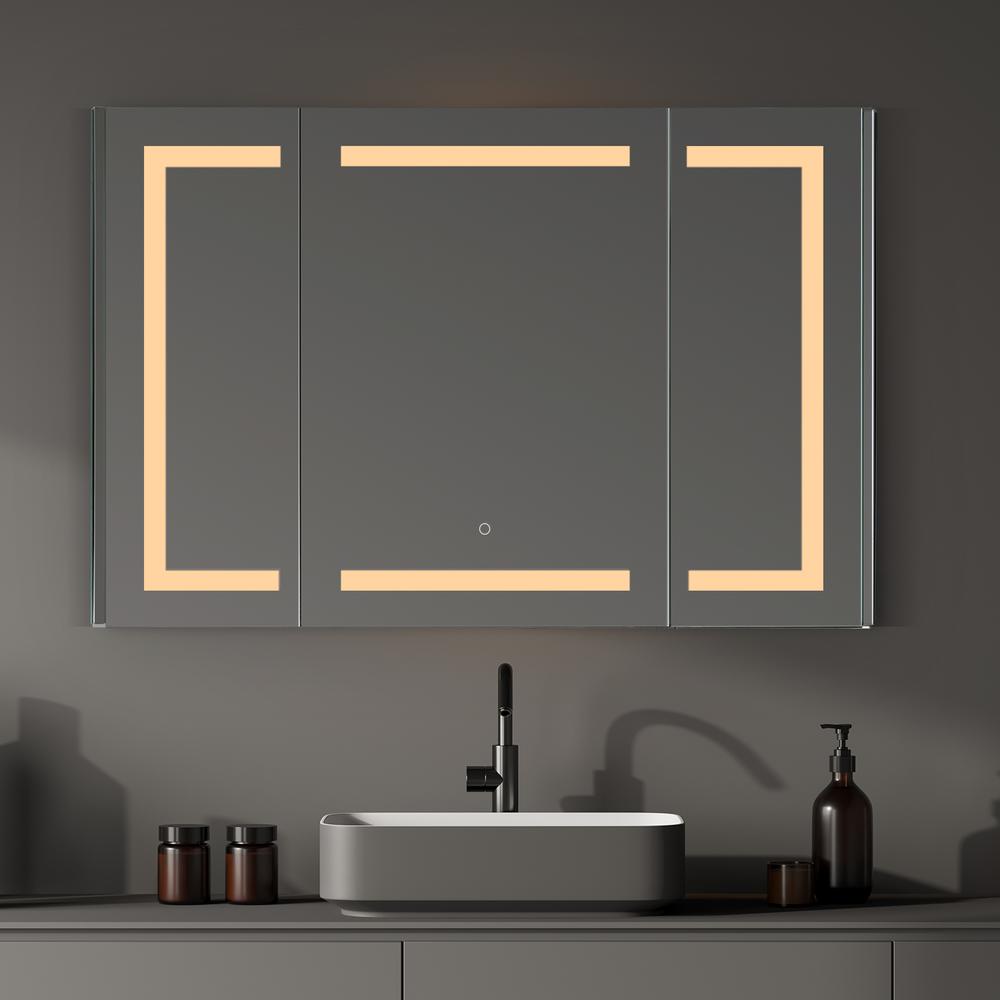 Frameless Surface-Mount/Recessed LED Lighted Bathroom Medicine Cabinet