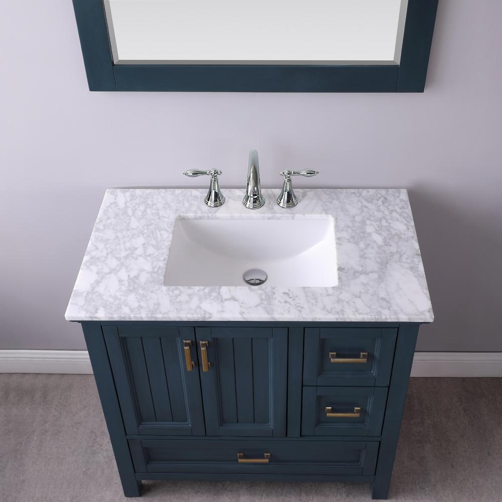 36" Single Bathroom Vanity Set in Classic Blue with Mirror