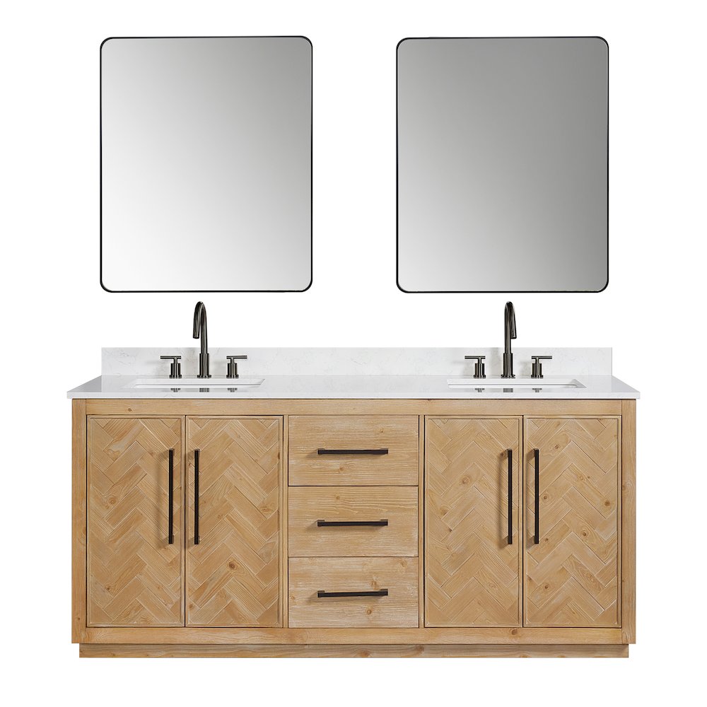 72" Double Bathroom Vanity Grain White Engineered Stone Countertop