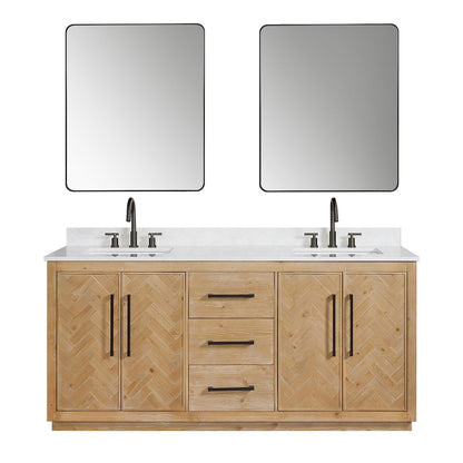 72" Double Bathroom Vanity Grain White Engineered Stone Countertop