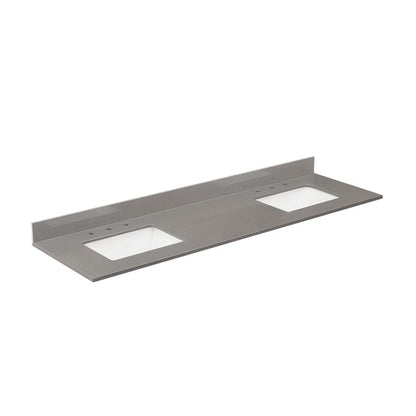 67 in. Composite Stone Vanity Top in Concrete Grey with White Sink