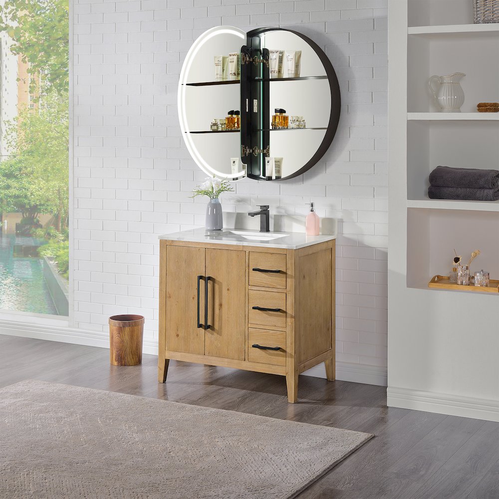 32x32" Round Frameless Surface-Mount Medicine Cabinet