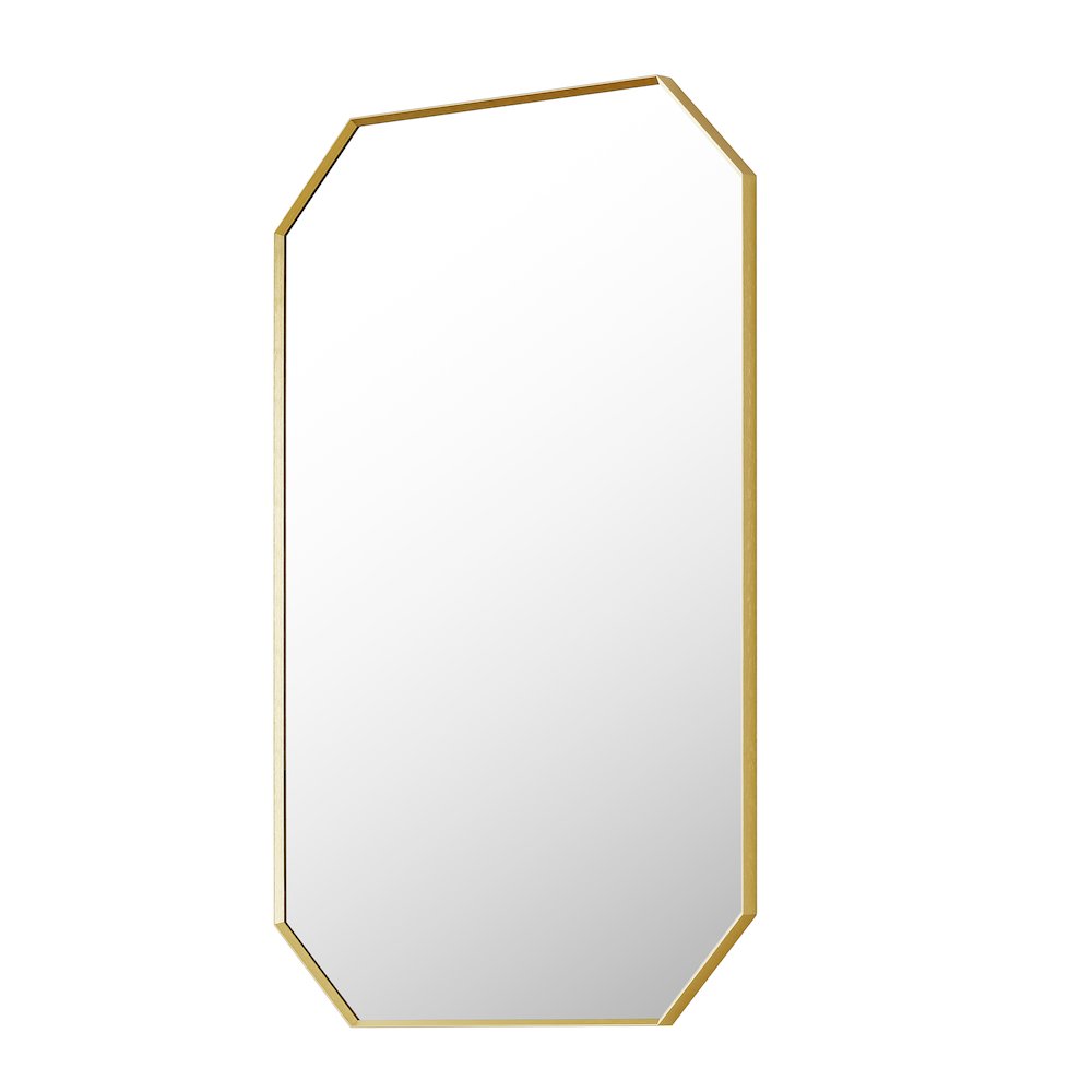 24"x36" Octagon Aluminum Framed in Brushed Gold Modern Bathroom Wall Mirror