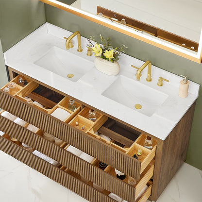 Navan 60" Double Bathroom Vanity in Weathered Brown