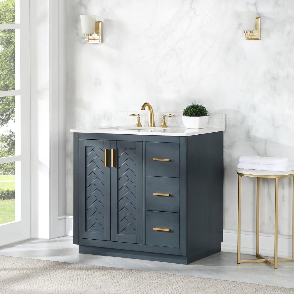 36" Single Bathroom Vanity Set in Classic Blue without Mirror
