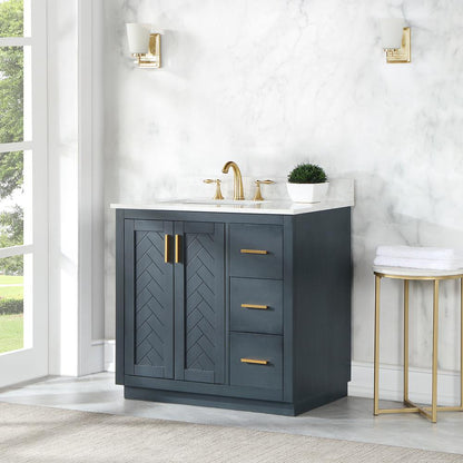 36" Single Bathroom Vanity Set in Classic Blue without Mirror