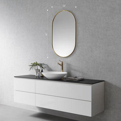 Ispra 36" Oval Bathroom/Vanity Brushed Gold Aluminum Framed Wall Mirror