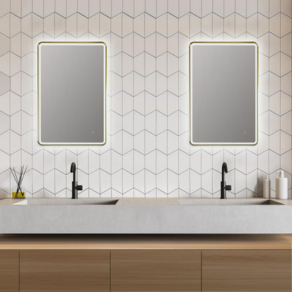 Framed in Brushed Gold Modern Bathroom/Vanity LED Lighted Wall Mirror