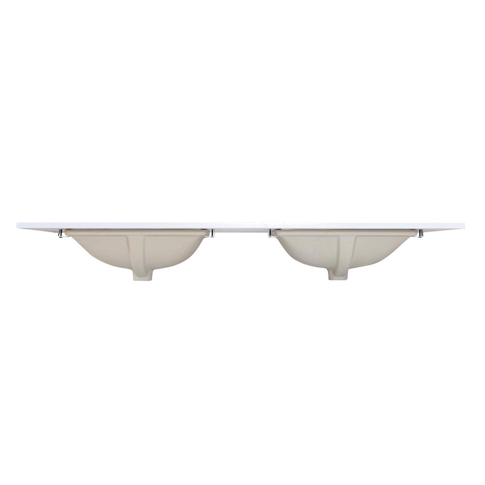 60 in. Composite Stone Vanity Top in Snow White with White Sink