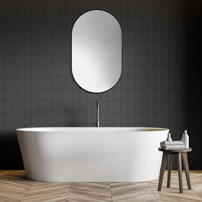 Ispra 36" Oval Bathroom/Vanity Matt Black Aluminum Framed Wall Mirror