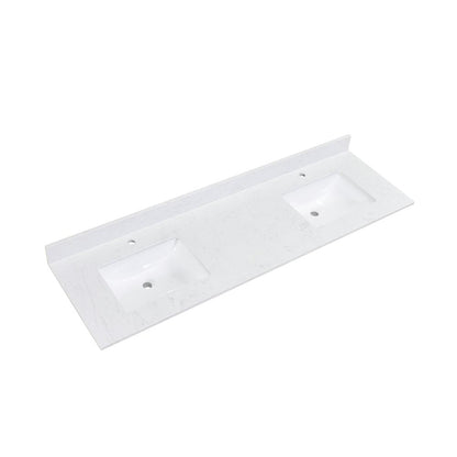 72 in. Composite Stone Vanity Top in Aosta White with White Sink