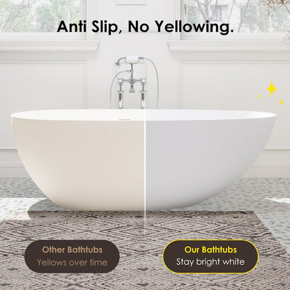 67" x 34" Solid Surface Soaking Bathtub and Integrated Overflow