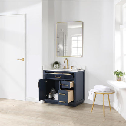 36" Single Bathroom Vanity in Royal Blue with Mirror