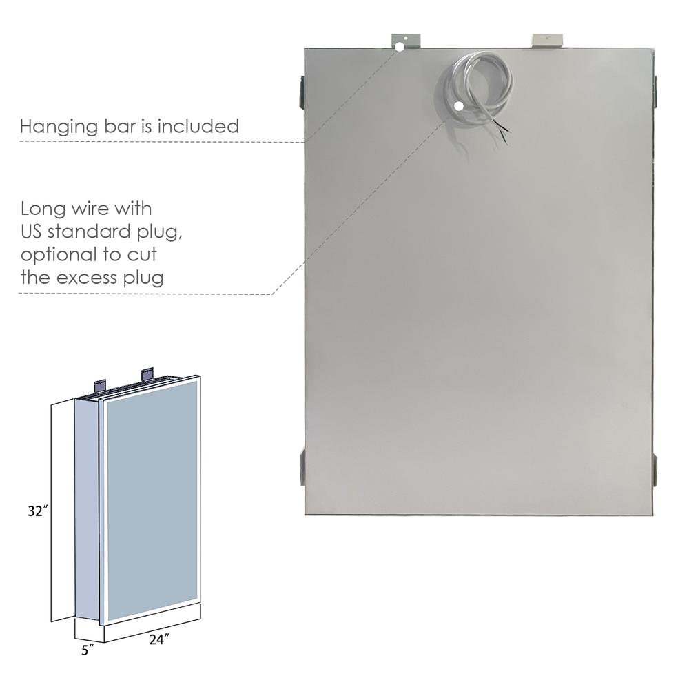 Frameless Surface-Mount/Recessed LED Lighted Bathroom Medicine Cabinet