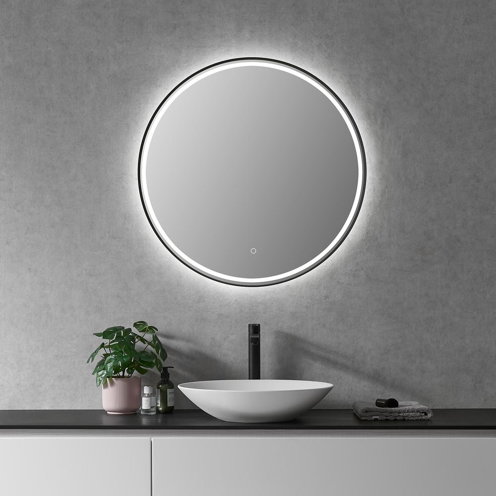 Framed in Matt Black Modern Bathroom/Vanity LED Lighted Wall Mirror