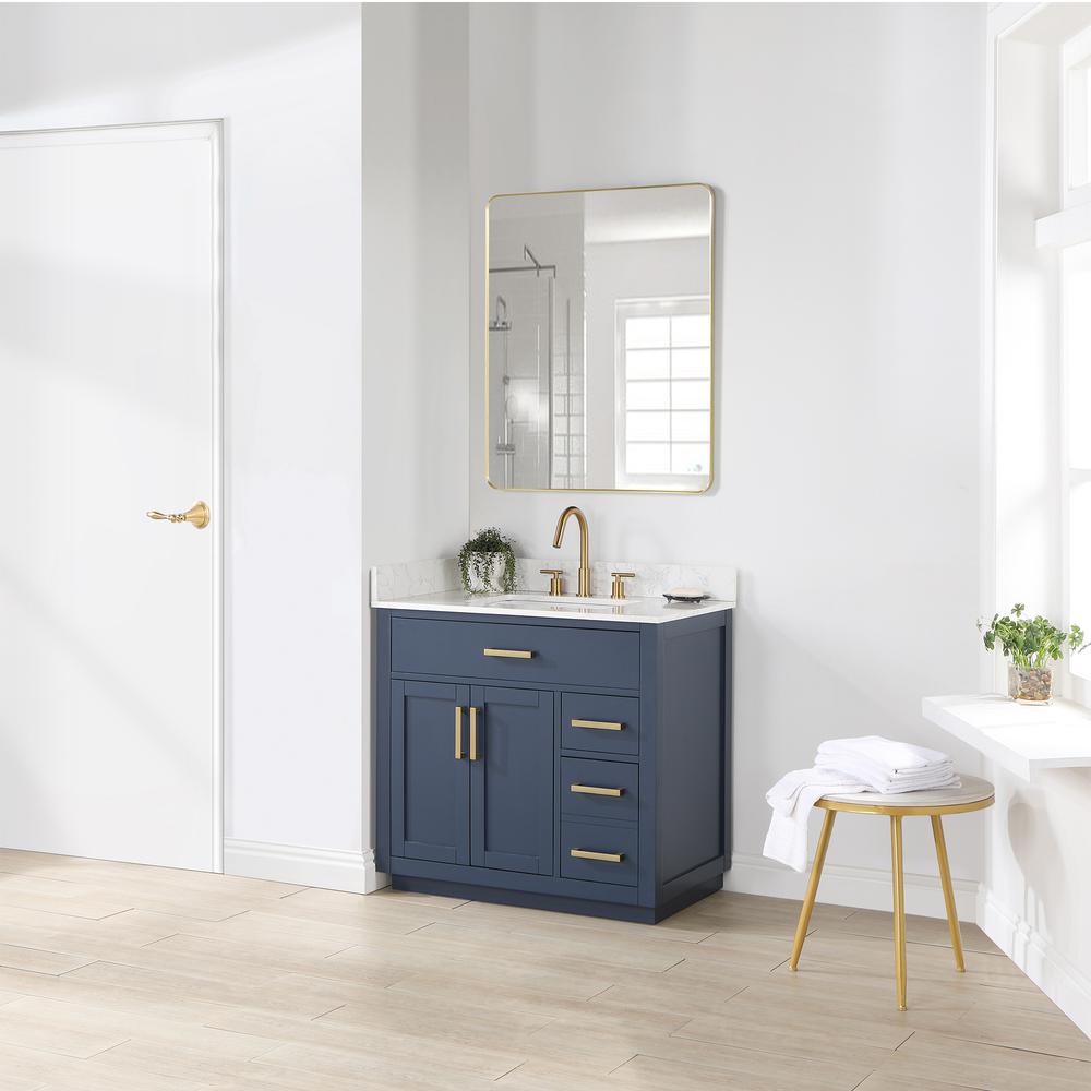 36" Single Bathroom Vanity in Royal Blue with Mirror