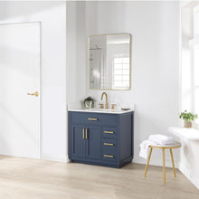 36" Single Bathroom Vanity in Royal Blue with Mirror