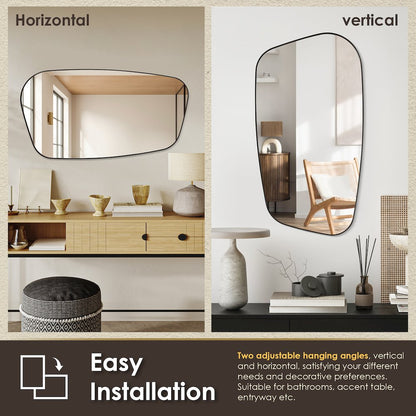 26"x48" Novelty Aluminum Framed in Matte Black Modern Bathroom Wall Mirror