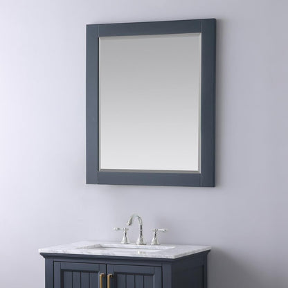 28" Rectangular Bathroom Wood Framed Wall Mirror in Classic Blue