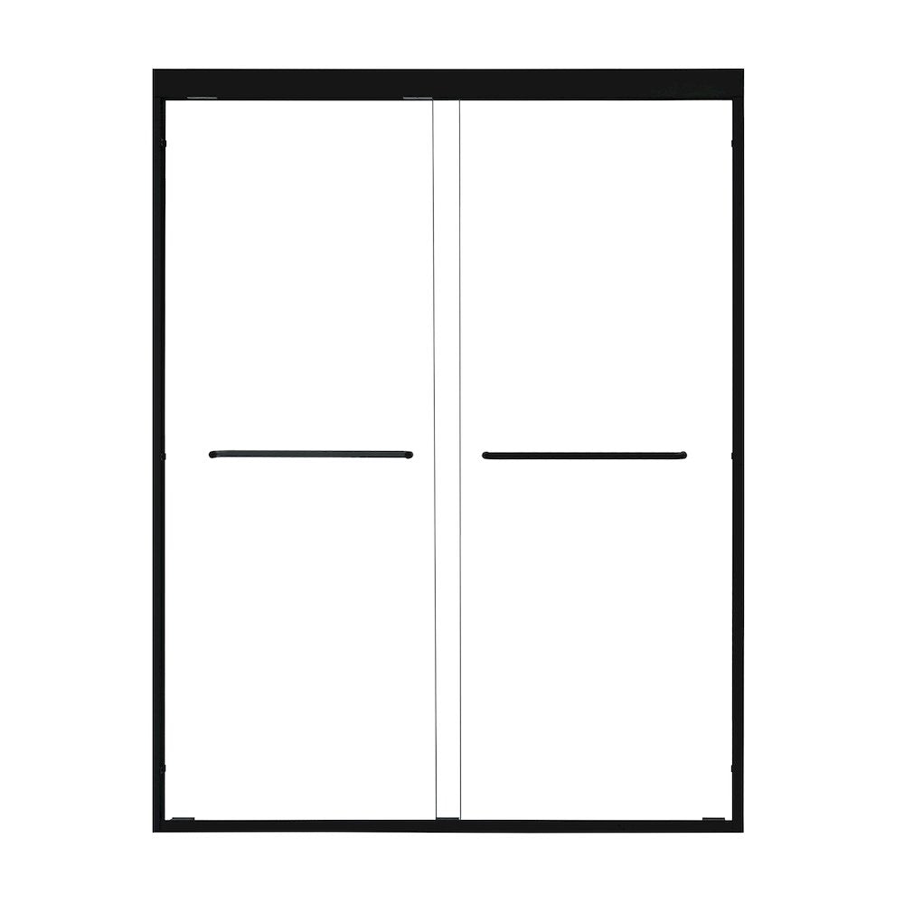 Framed Shower Door in Matte Black with Clear Glass