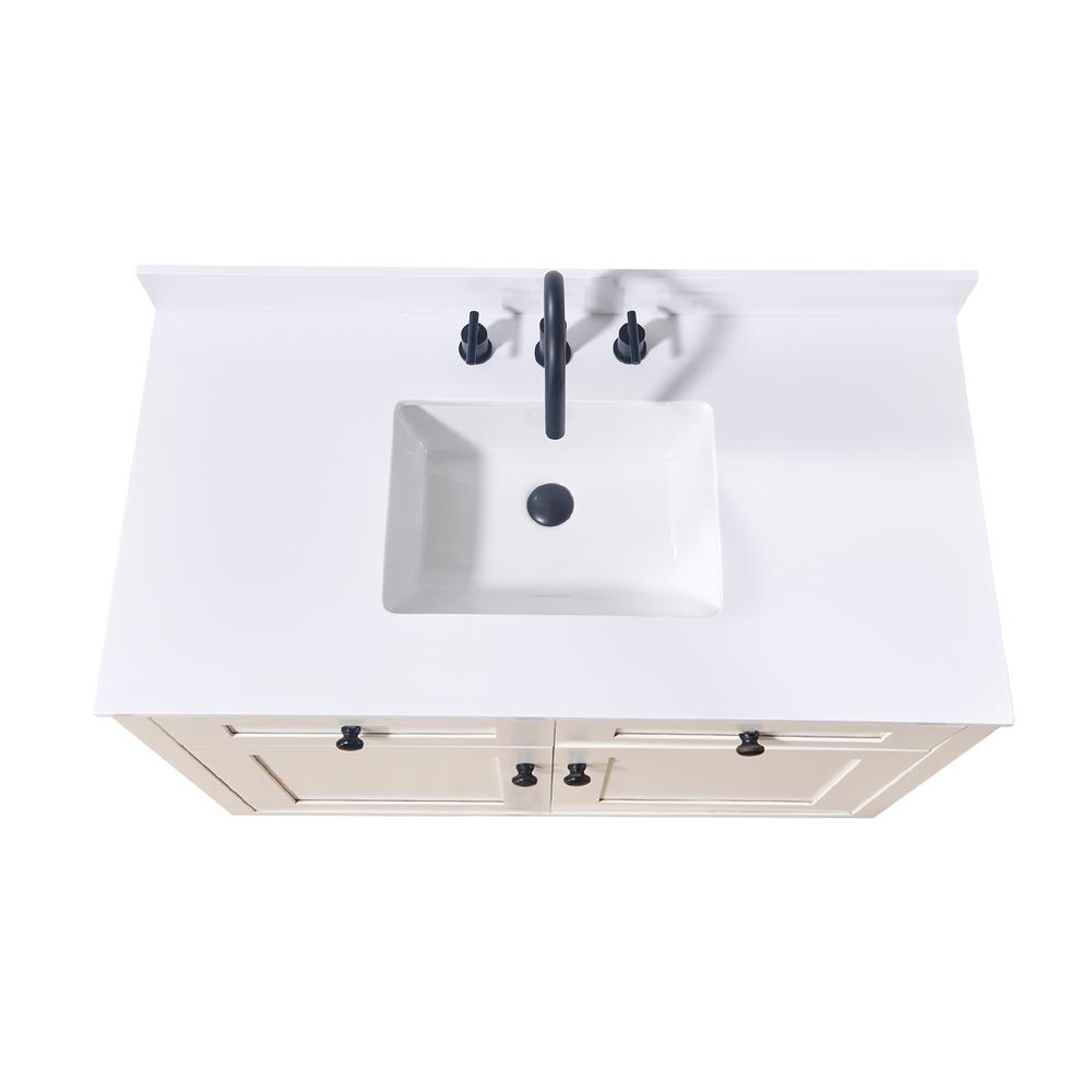 43. in Composite Stone Vanity Top in Snow White with White Sink