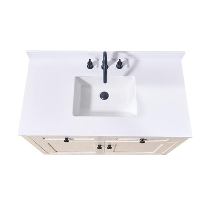 43. in Composite Stone Vanity Top in Snow White with White Sink