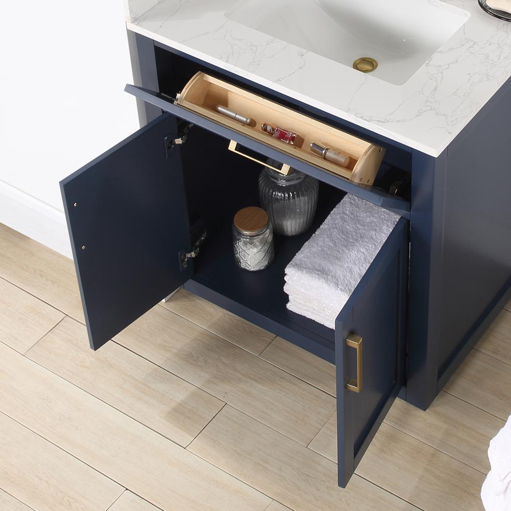 30" Single Bathroom Vanity in Royal Blue with Mirror