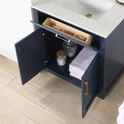 30" Single Bathroom Vanity in Royal Blue with Mirror