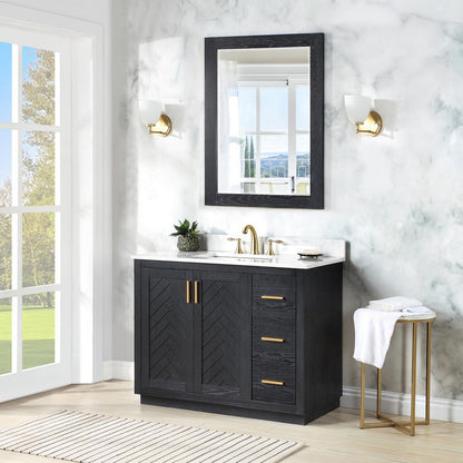 42" Single Bathroom Vanity Set in Black Oak with Mirror