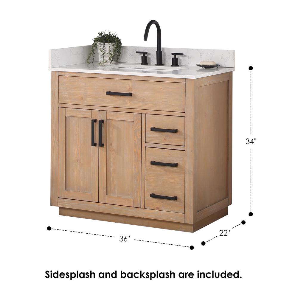 36" Single Bathroom Vanity in Light Brown with Mirror